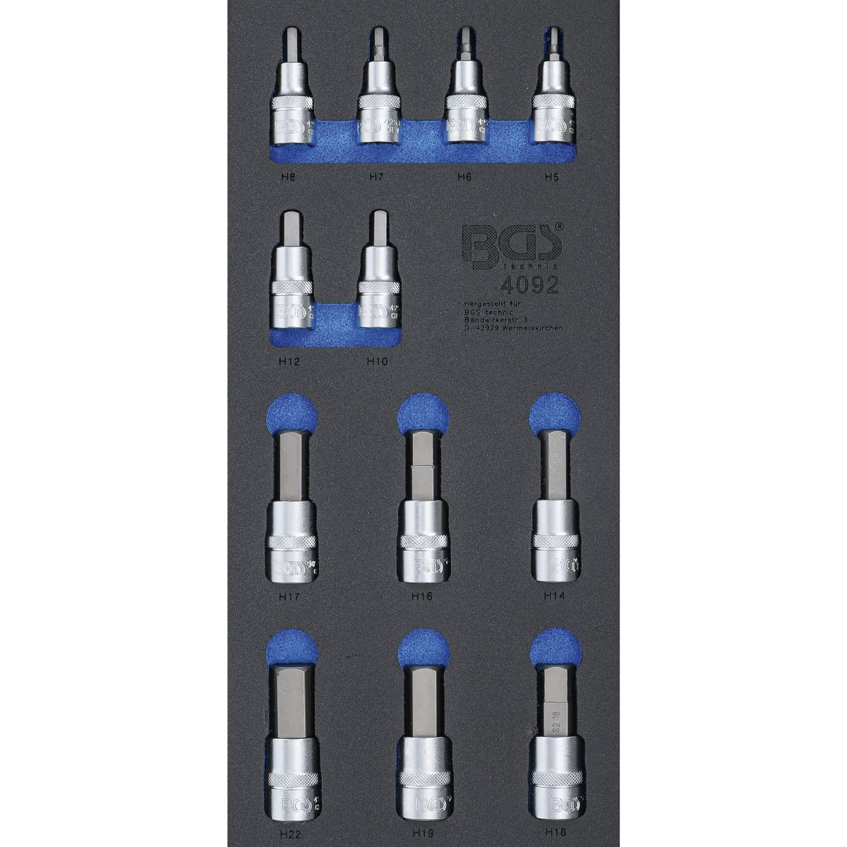 Tool Tray 1/3: Bit Socket Set | internal Hexagon | 12.5 mm (1/2") | 12 pcs.