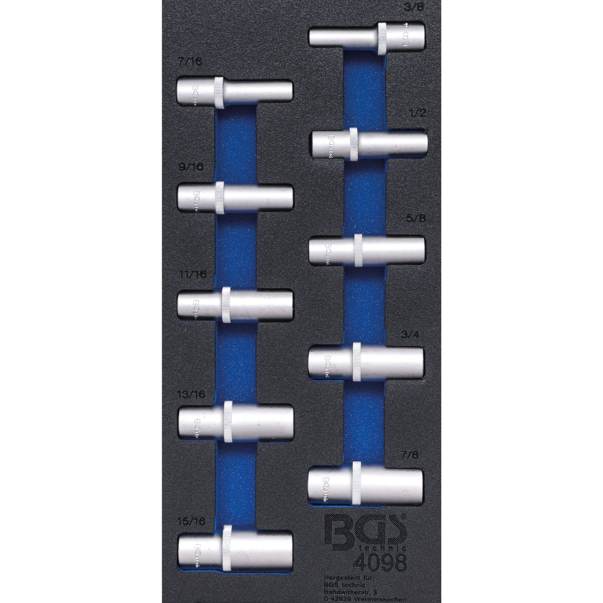 Tool Tray 1/3: Sockets | 12.5 mm (1/2") | Inch Sizes | deep | 10 pcs.