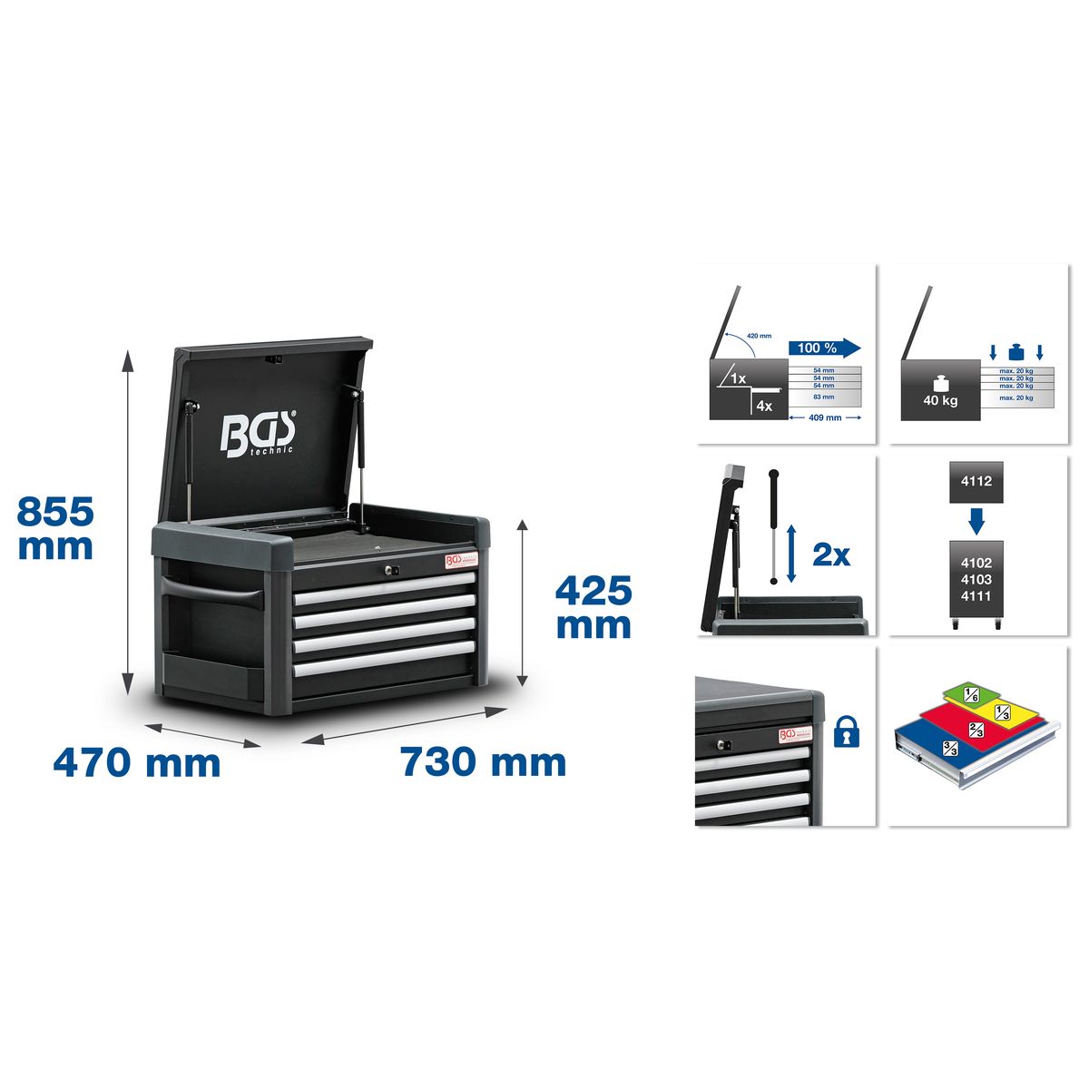 Workshop Trolley Attachment | 4 Drawers | empty