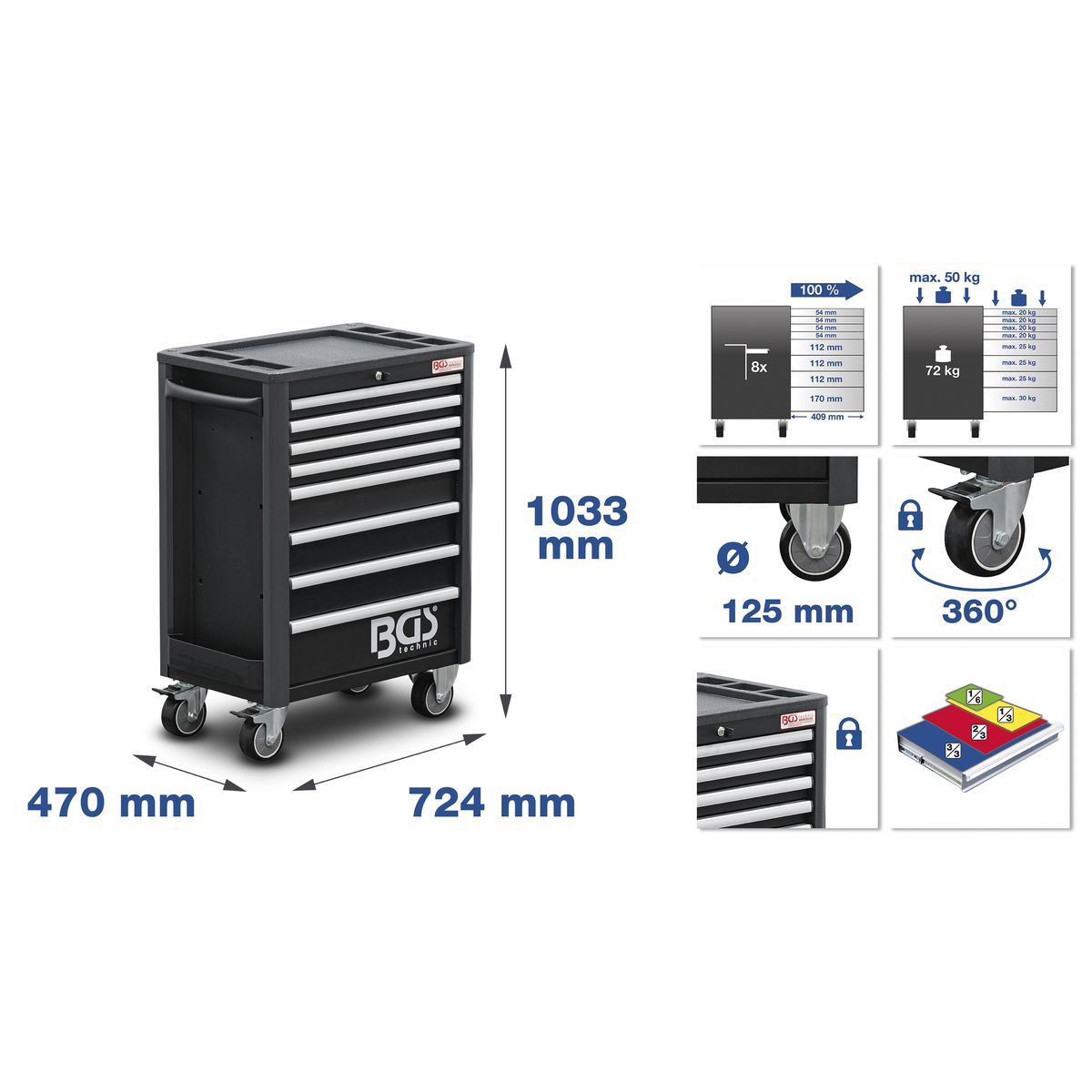 Workshop Trolley Pro Standard | 8 Drawers | with 234 Tools