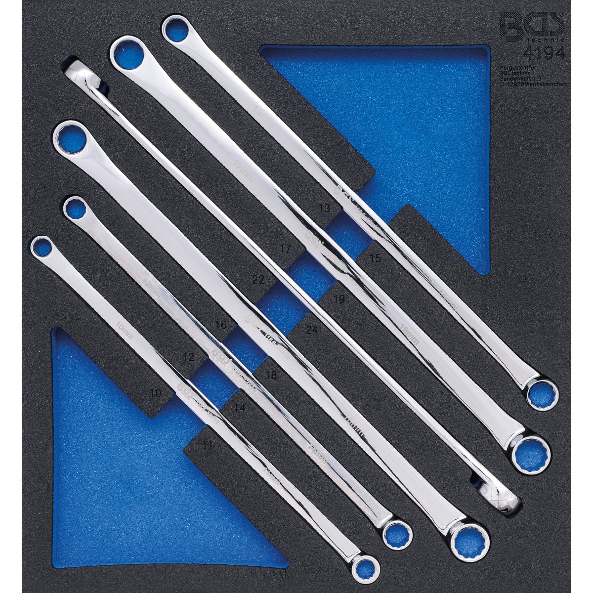 Tool Tray 2/3: Double Ring Spanner Set | 10 x 11 - 22 x 24 mm | 6 pcs.