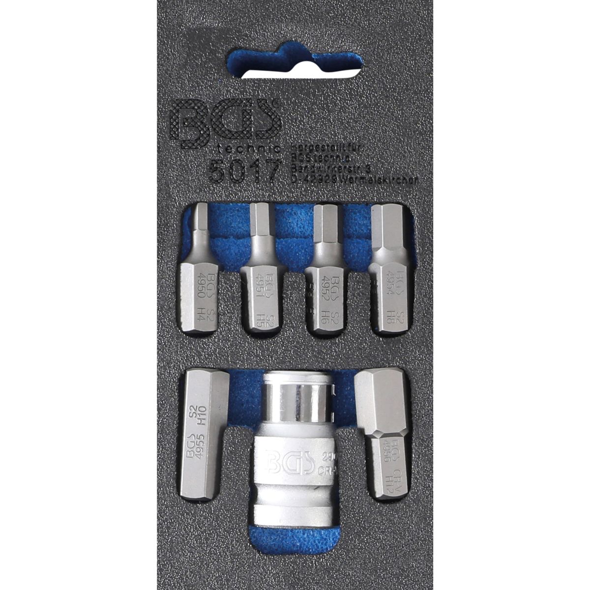 Screwdriver Bit Set | 10 mm (3/8") hex Drive | internal Hexagon | 7 pcs.