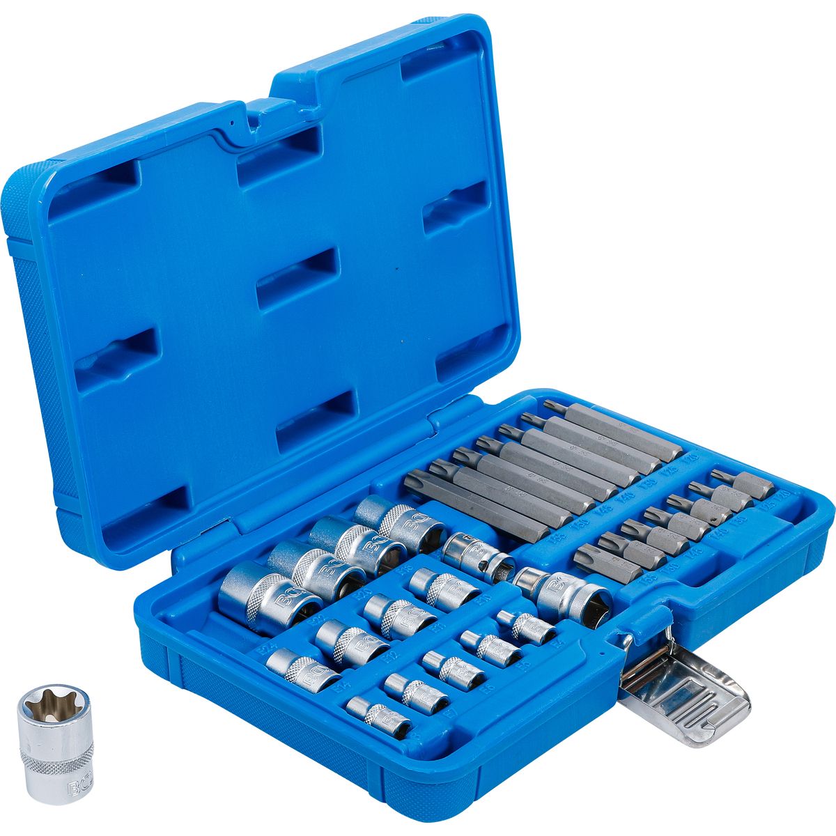 Juego de puntas y llaves de vaso | E-Torx / perfil en T (para Torx) | 30 piezas