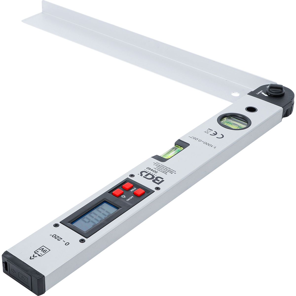 Comparateur d'angles LCD numérique avec niveau à bulle | 450 mm