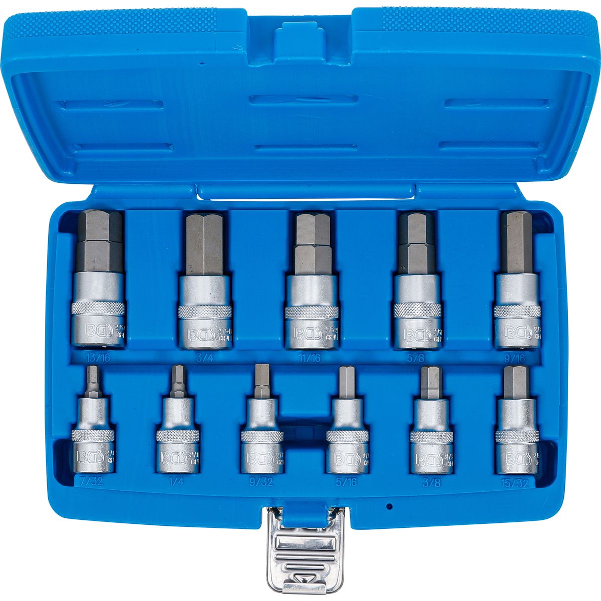 Bit Socket Set | 12.5 mm (1/2") Drive | internal Hexagon 7/32" - 13/16" | Inch Sizes | 11 pcs.