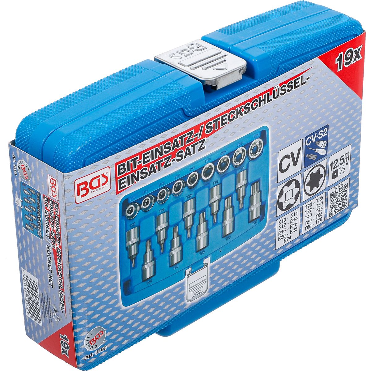 Bit Socket / Socket Set | 12.5 mm (1/2") Drive | E-Star / T-Star (for Torx) | 19 pcs.