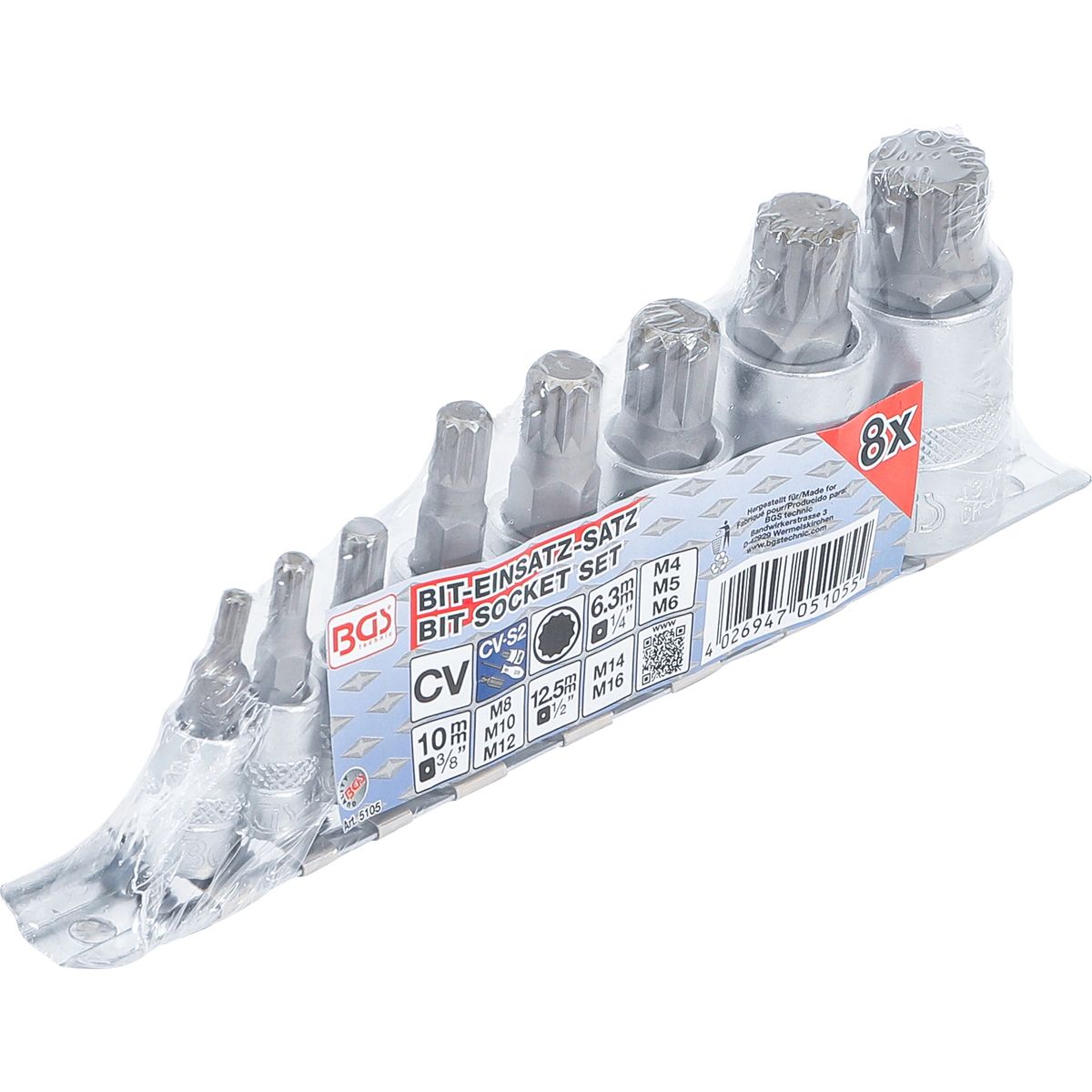 Impact Bit Socket Set | Spline (for XZN) | M4 - M16 | 8 pcs.