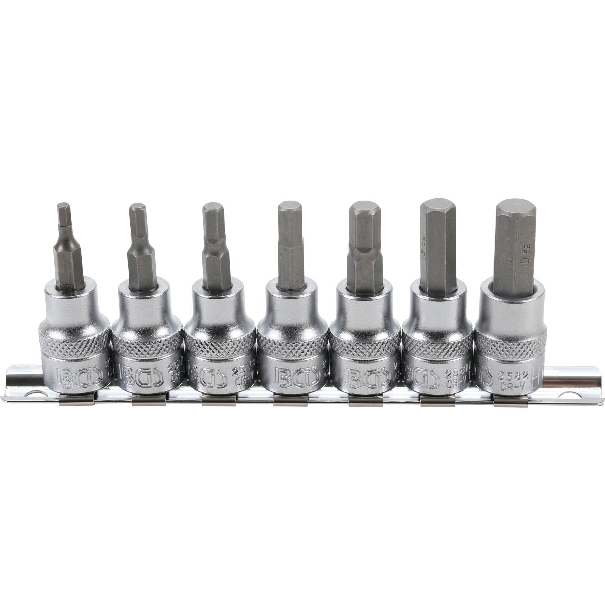 Bit Socket Set | 10 mm (3/8") Drive | internal Hexagon 3 - 10 mm | 7 pcs.