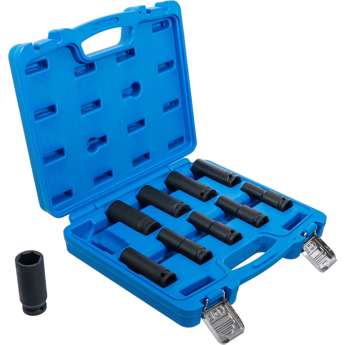 Impact Socket Set, Hexagon, deep | 12.5 mm (1/2") Drive | 10 - 24 mm | 10 pcs.