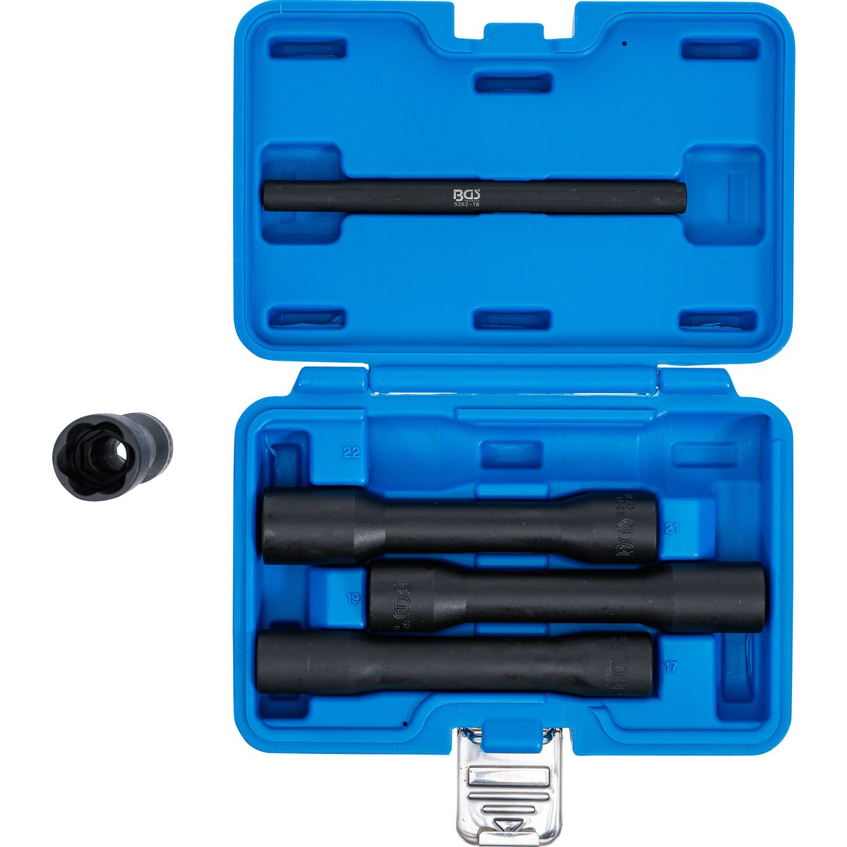 Twist Socket Set (Spiral Profile) / Screw Extractor, deep | 12.5 mm (1/2") Drive | 17 - 22 mm | 5 pcs.