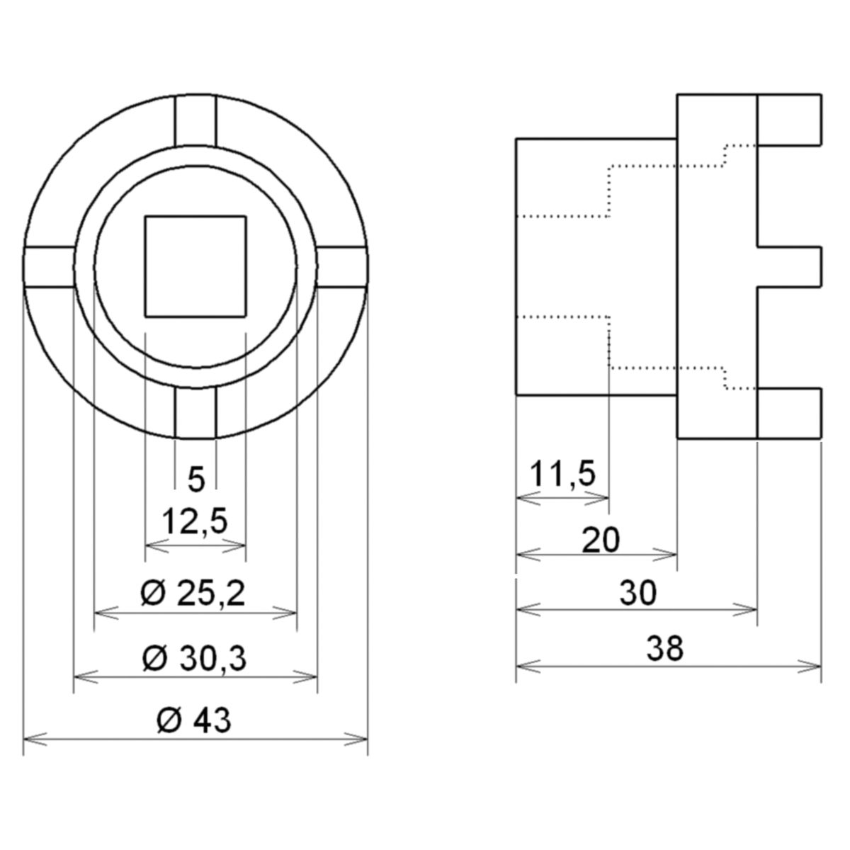 Llave de vaso almenada para brazo oscilante Suzuki