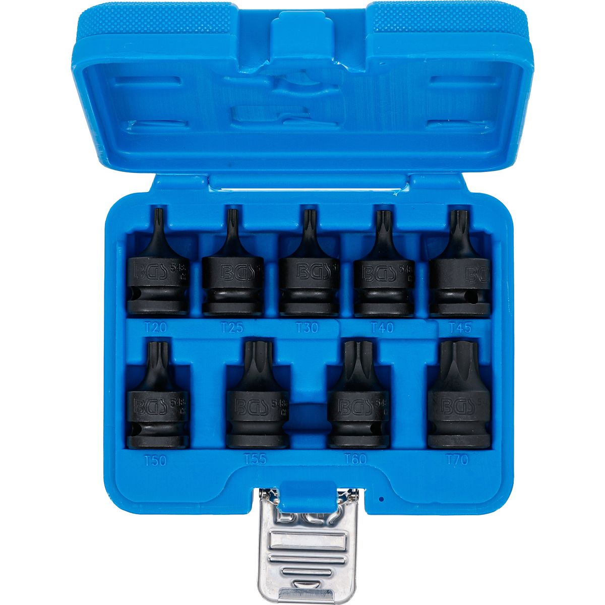 Impact bit Socket Set | 12.5 mm (1/2") Drive | T-Star (for Torx) T20 - T70 | 9 pcs.