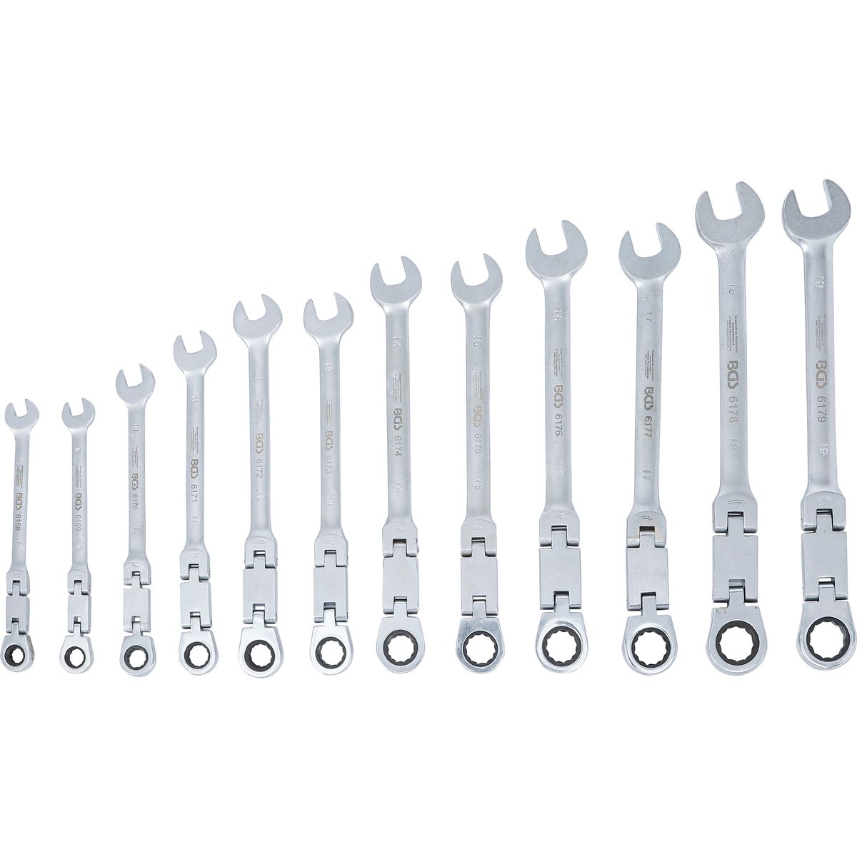 Double-Joint Ratchet Combination Wrench Set | adjustable | 8 - 19 mm | 12 pcs.