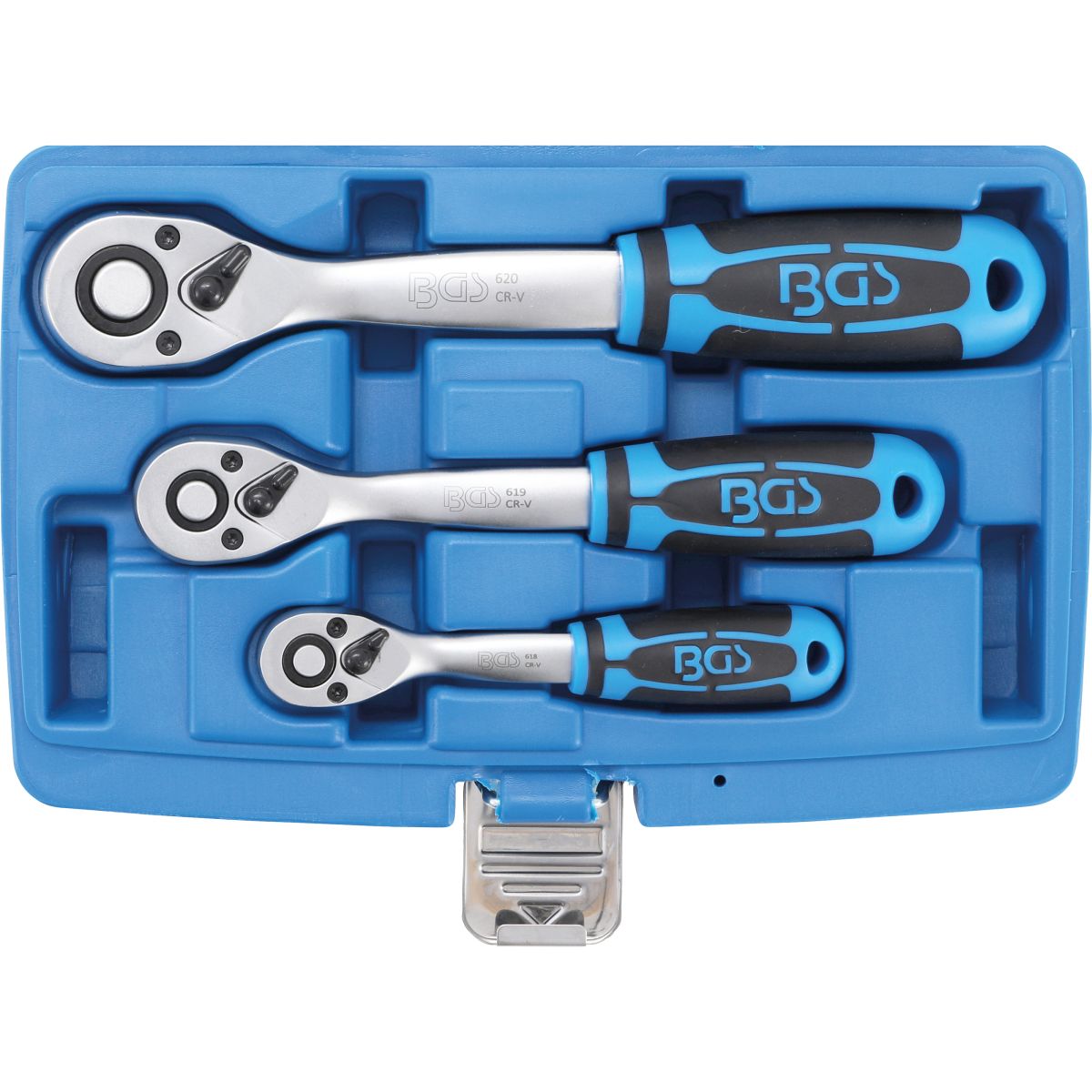 Reversible Ratchet Set | Fine Tooth | 6.3 mm (1/4") - 10 mm (3/8") - 12.5 mm (1/2") | 3 pcs.