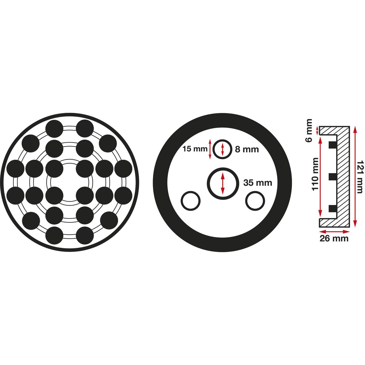 Plato de goma | para plataformas elevadoras | Ø 120 mm