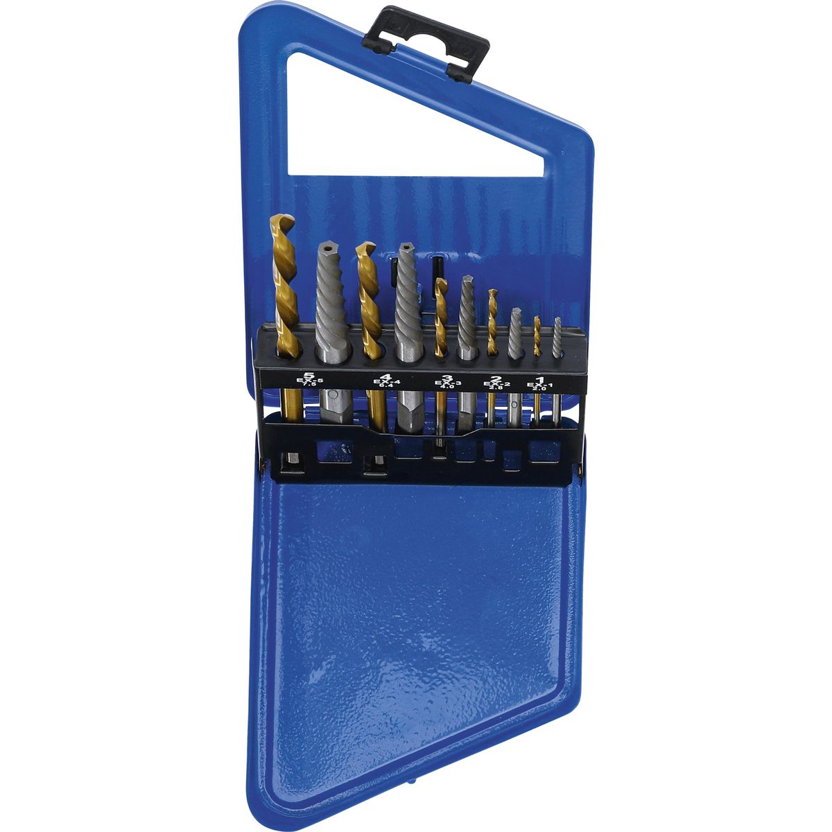 Extractores de tornillos y juego taladros de corte de izquierda | HSS | titanio-nitrurado | 2 - 7,5 mm | 10 piezas