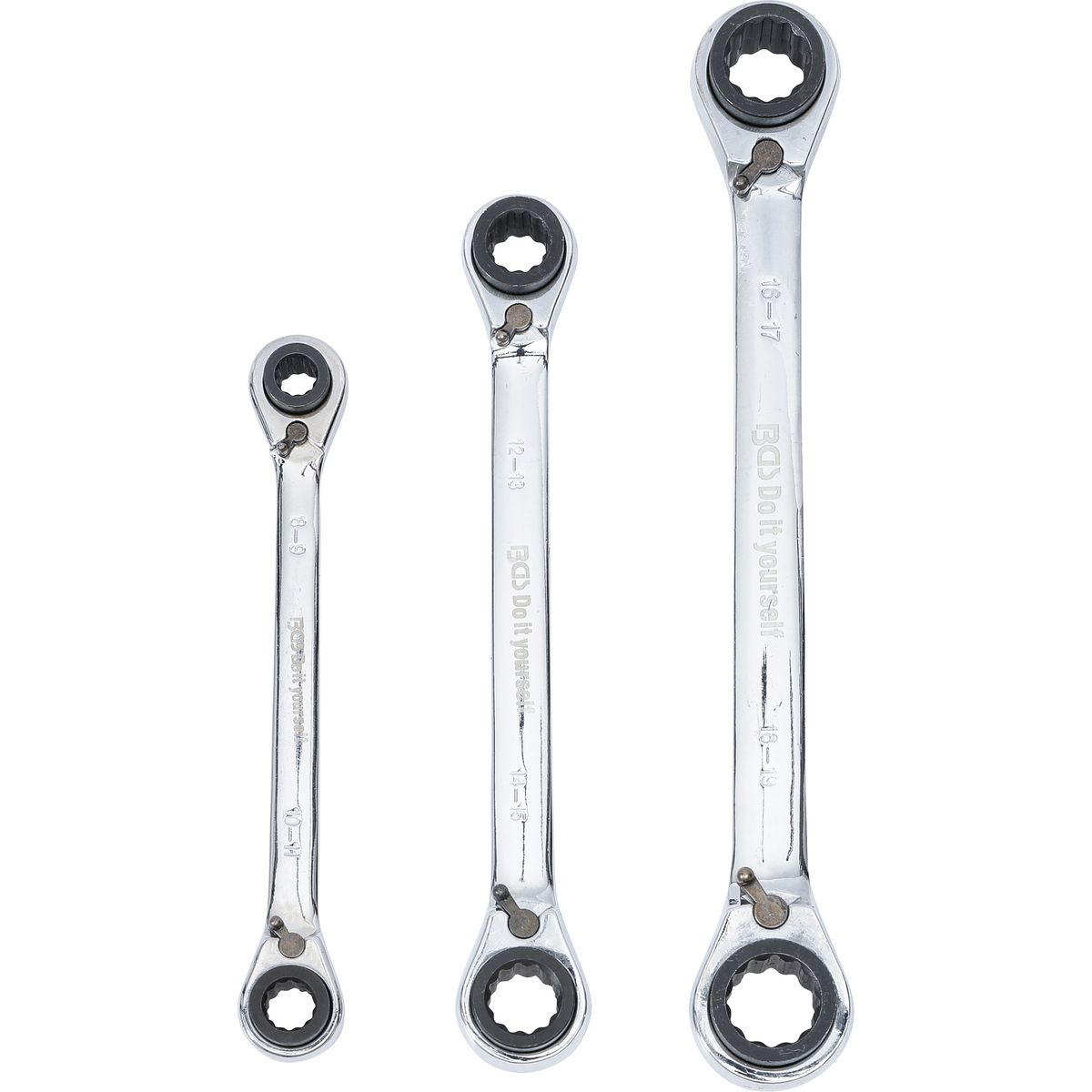 Double Ended Ratchet Wrench Set | 4-in-1 | 8 x 9 - 18 x 19 mm