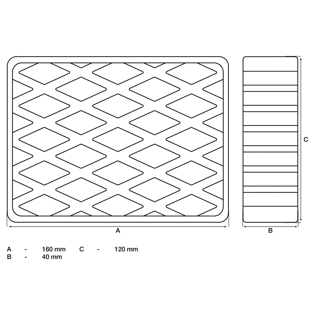 Almohadilla de goma | para plataformas elevadoras | 160 x 120 x 40 mm