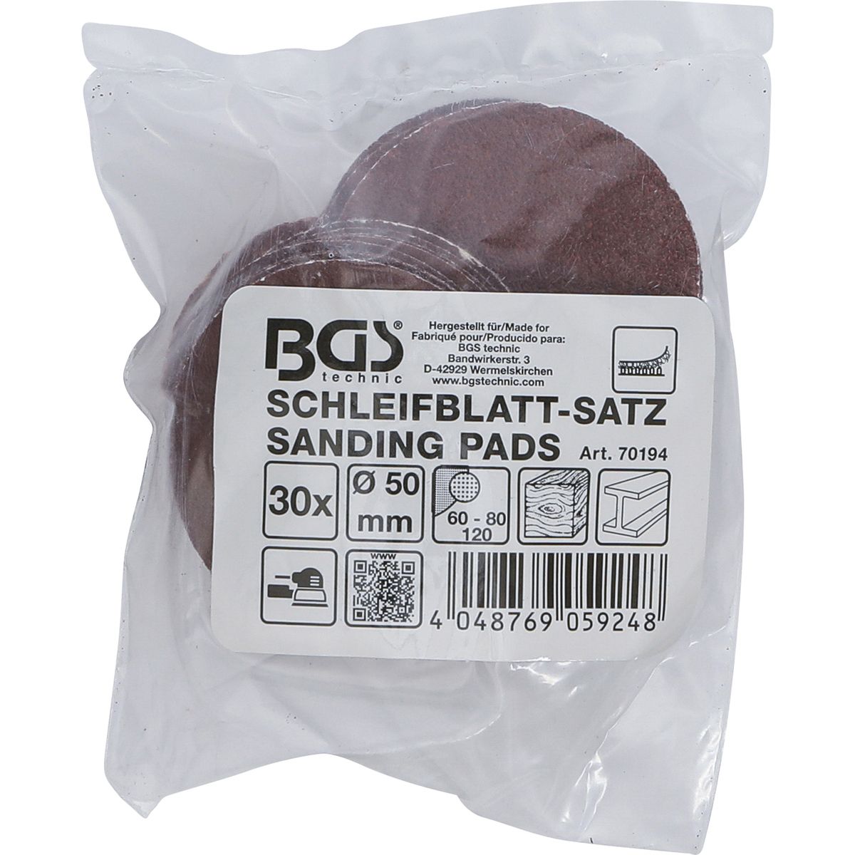 Schleifblatt-Satz für Exzenterschleifer | Ø 50 mm | K 60 - 80 - 120 | 30-tlg.