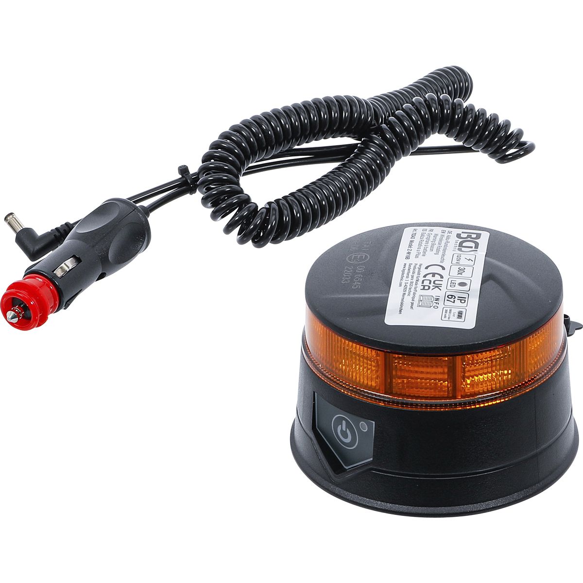 Lampe de signalisation panoramique à batterie | jaune | avec aimant | 12 V / 24 V | Ø 130 mm