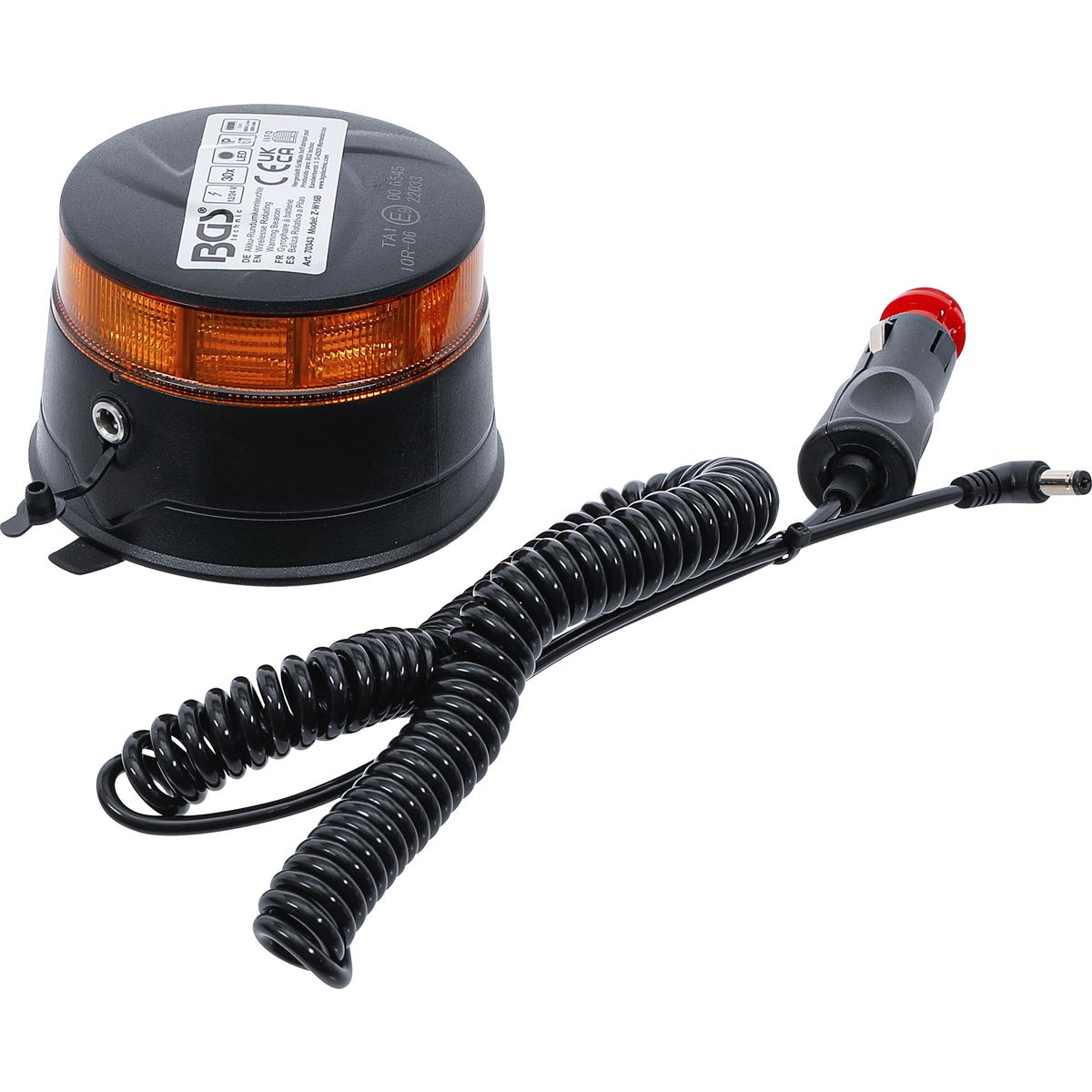 Lampe de signalisation panoramique à batterie | jaune | avec aimant | 12 V / 24 V | Ø 130 mm