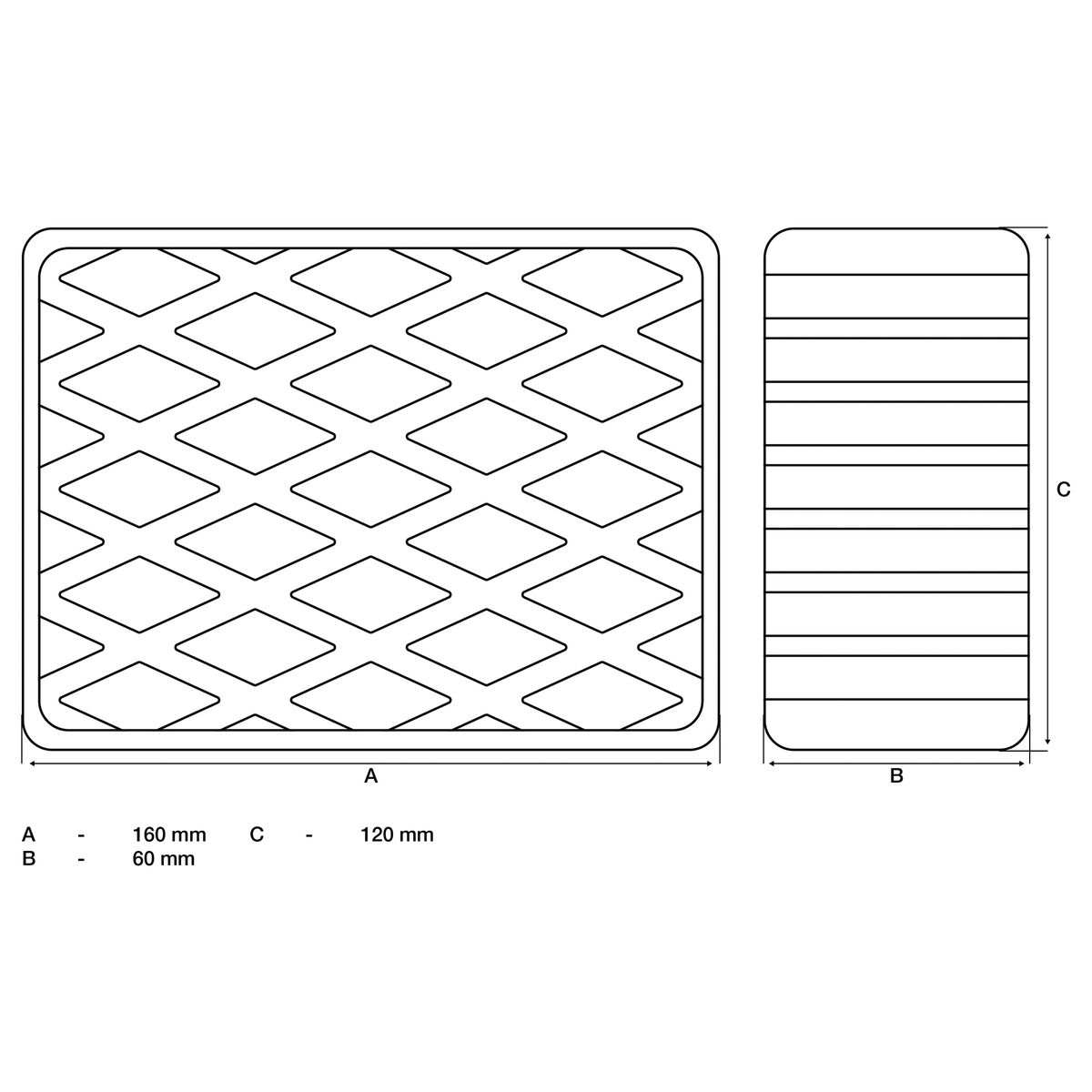 Almohadilla de goma | para plataformas elevadoras | 160 x 120 x 60 mm