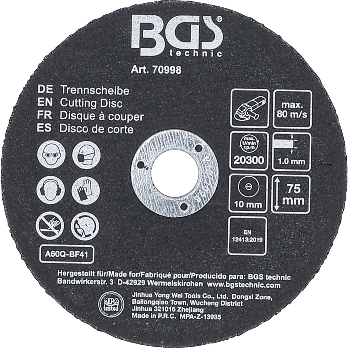 Juego de discos de corte | para acero inoxidable | Ø 75 x 1,0 x 10 mm | 5 piezas