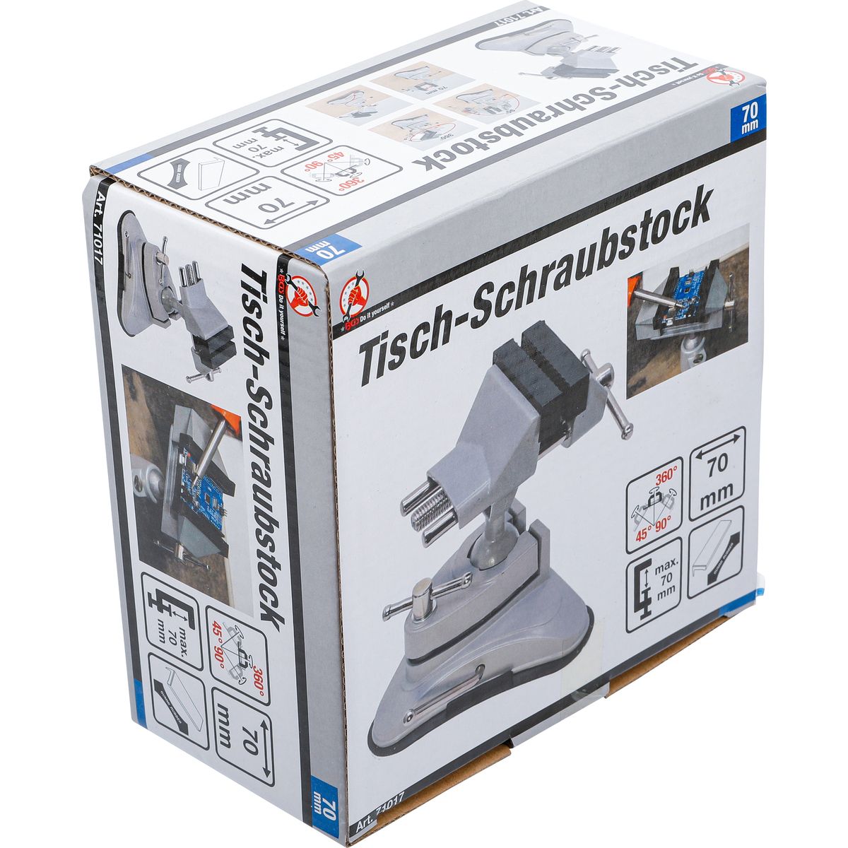 Tisch-Schraubstock | schwenkbar | Backen 70 mm | mit Vakuum-Saugfuß