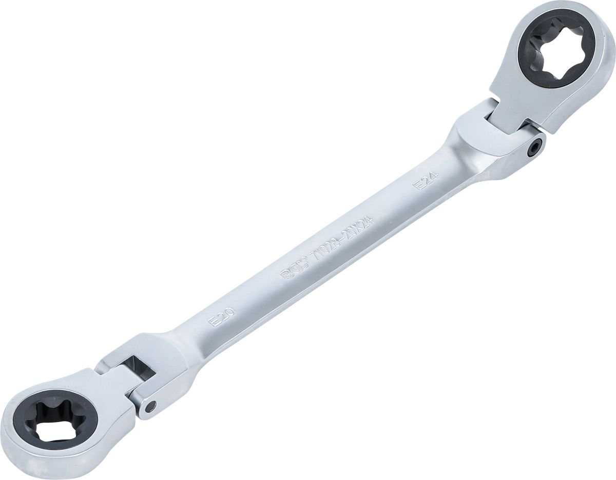 Double Ratchet Ring Spanner | adjustable | with E-Type Ring Heads | E20 x E24