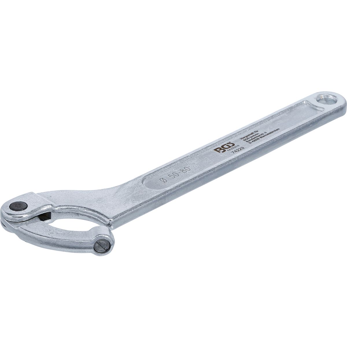 Adjustable Hook Wrench with Pin | 50 - 80 mm