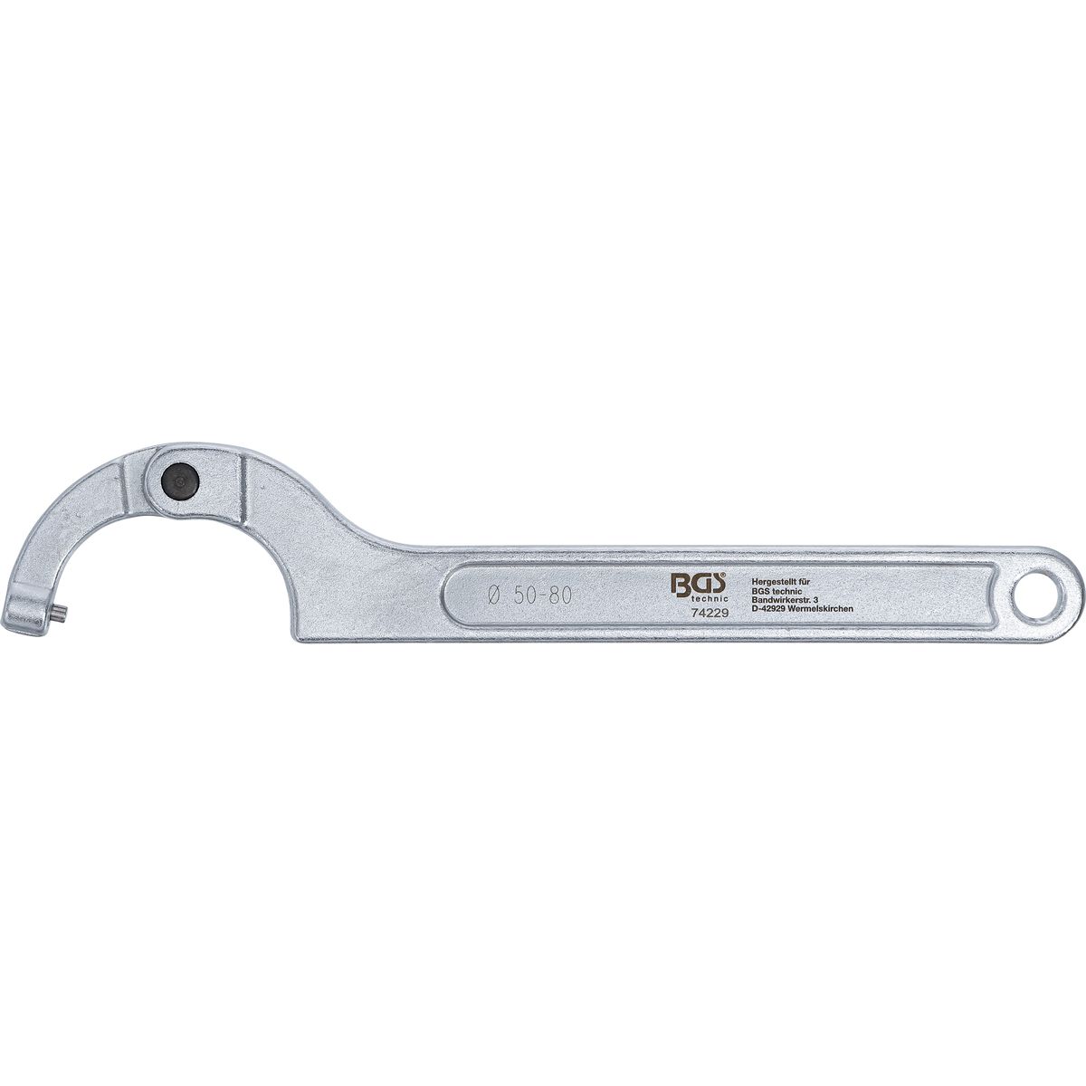 Adjustable Hook Wrench with Pin | 50 - 80 mm