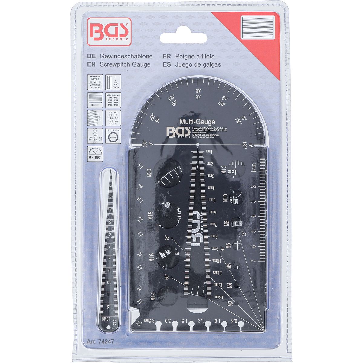 Screwpitch Gauge and Thread Template | Metric | M3 - M20, 0.5 - 13.00 mm