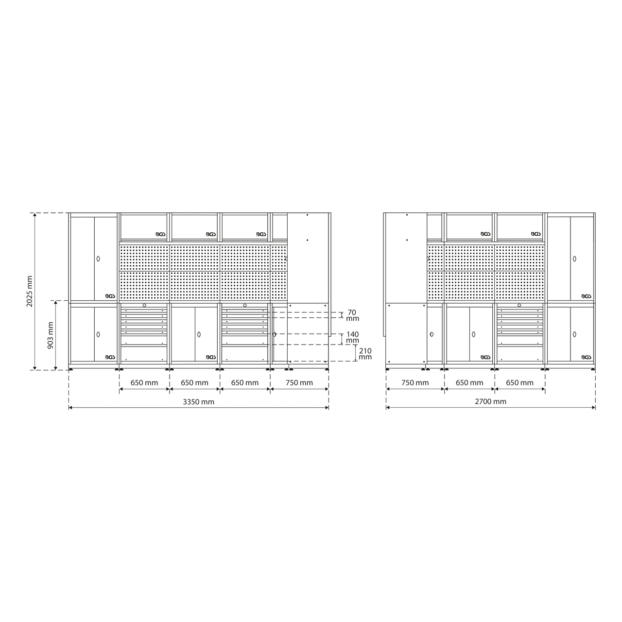 Sistema de unidad de pared | taller | madera | 8 módulos