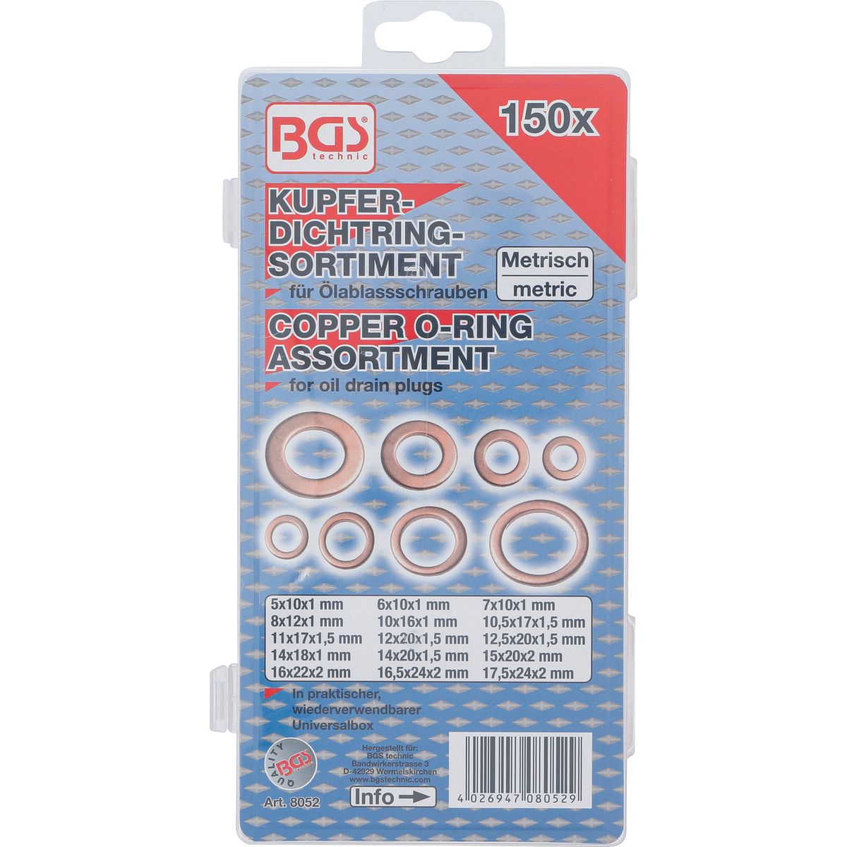 Seal Ring Assortment | Copper | 150 pcs.