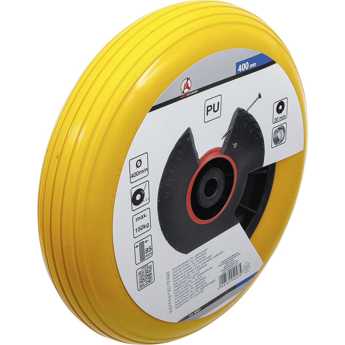 Pushcart Wheel | PU, yellow/black | 400 mm