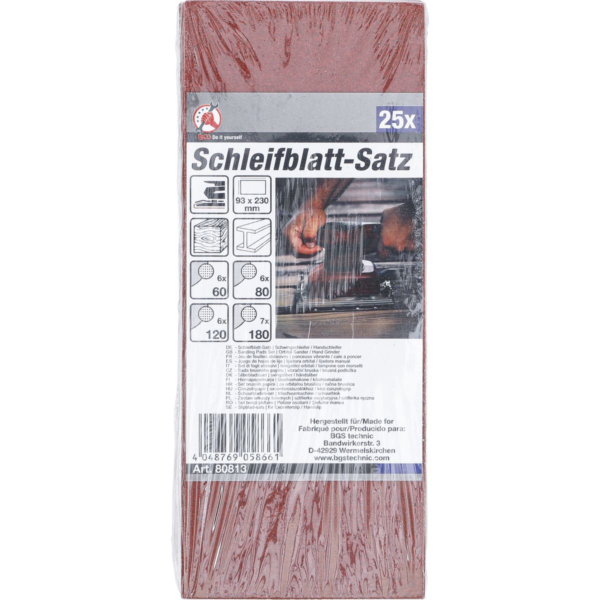 Schleifblatt-Satz für Schwingschleifer / Handschleifer | 93 x 230 mm | K 60 - 180 | 25-tlg.