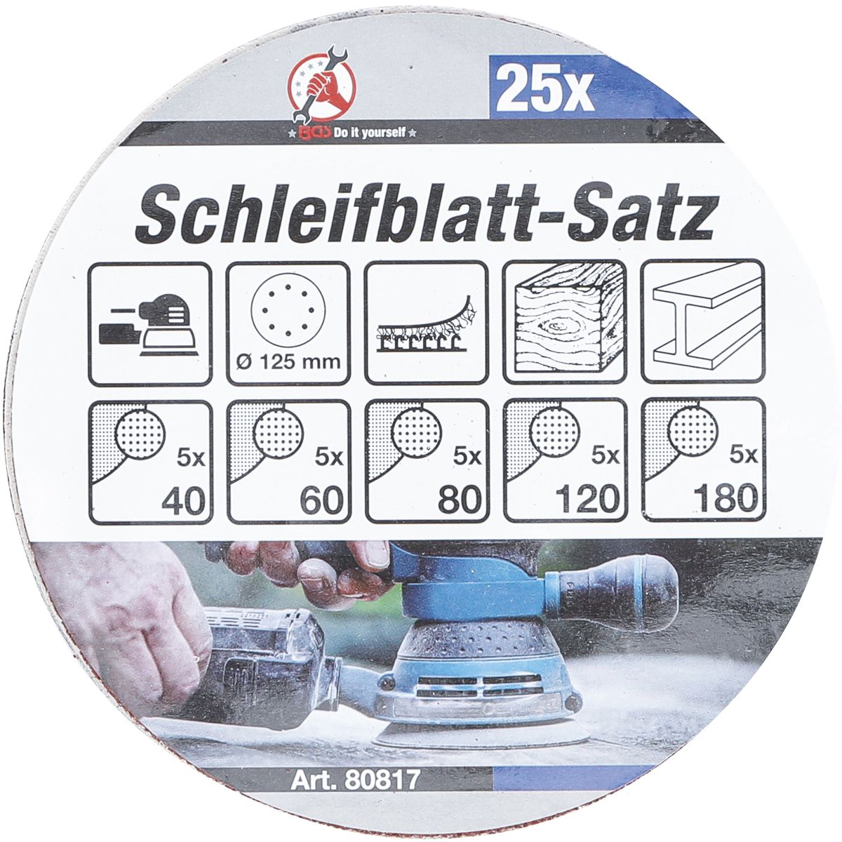 Sanding Pads for Eccentric Sanders | Ø 125 mm | K 40 - 180 | 25 pcs.