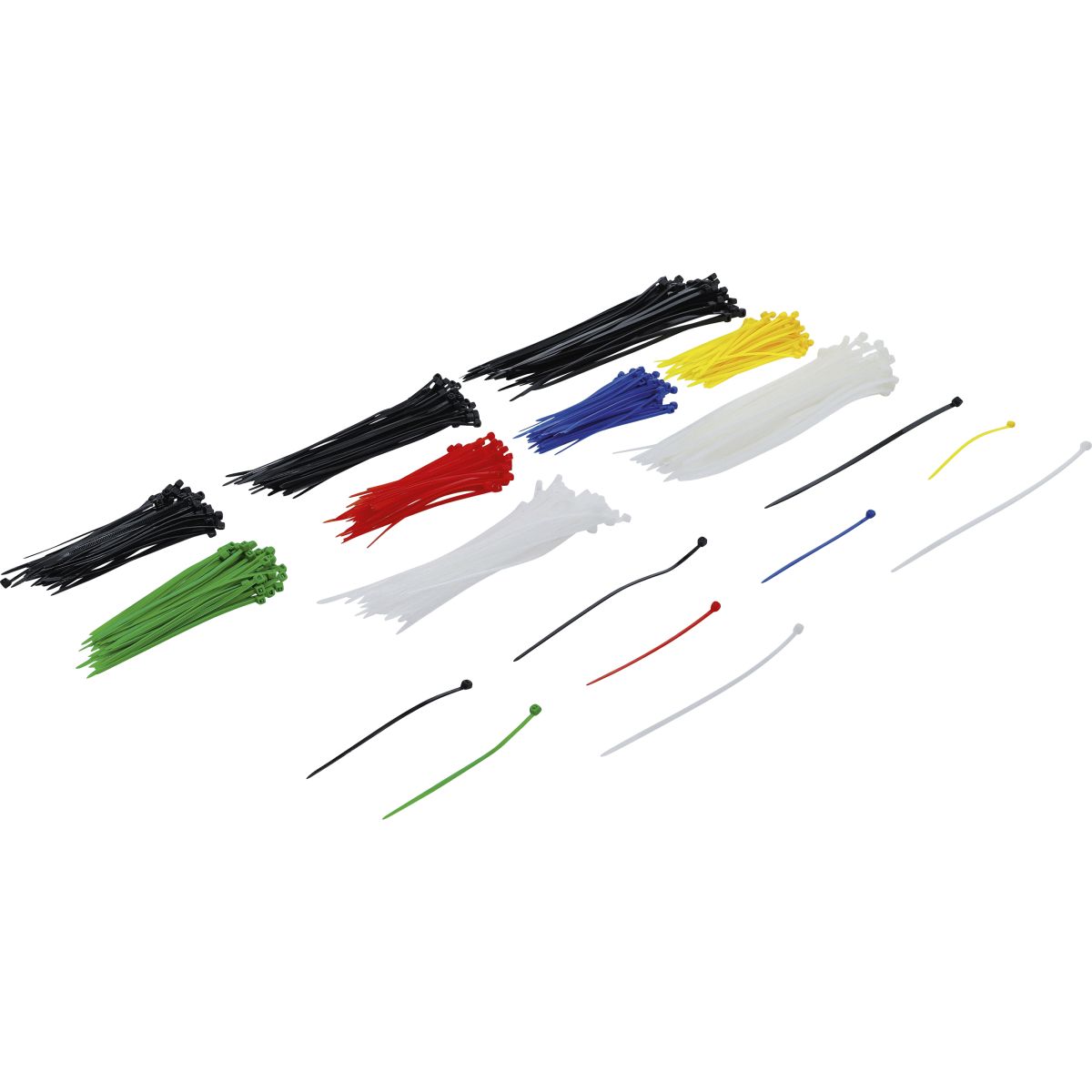 Kabelbinder-Sortiment | farbig | 100 - 150 - 200 mm | 450-tlg.