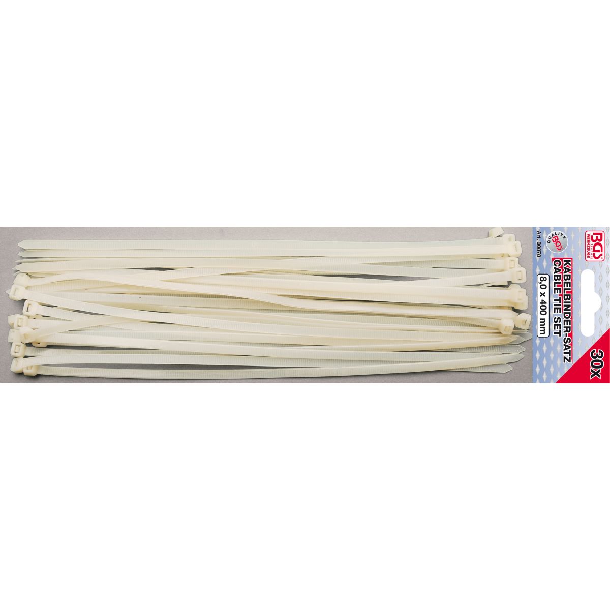 Cable Tie Set | white | 8.0 x 400 mm | 30 pcs.