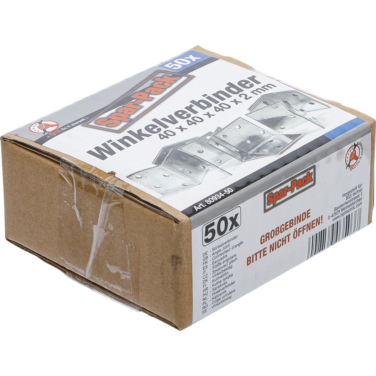Winkelverbinder | 40 x 40 x 40 x 2 mm | Spar-Pack | 50 Stück
