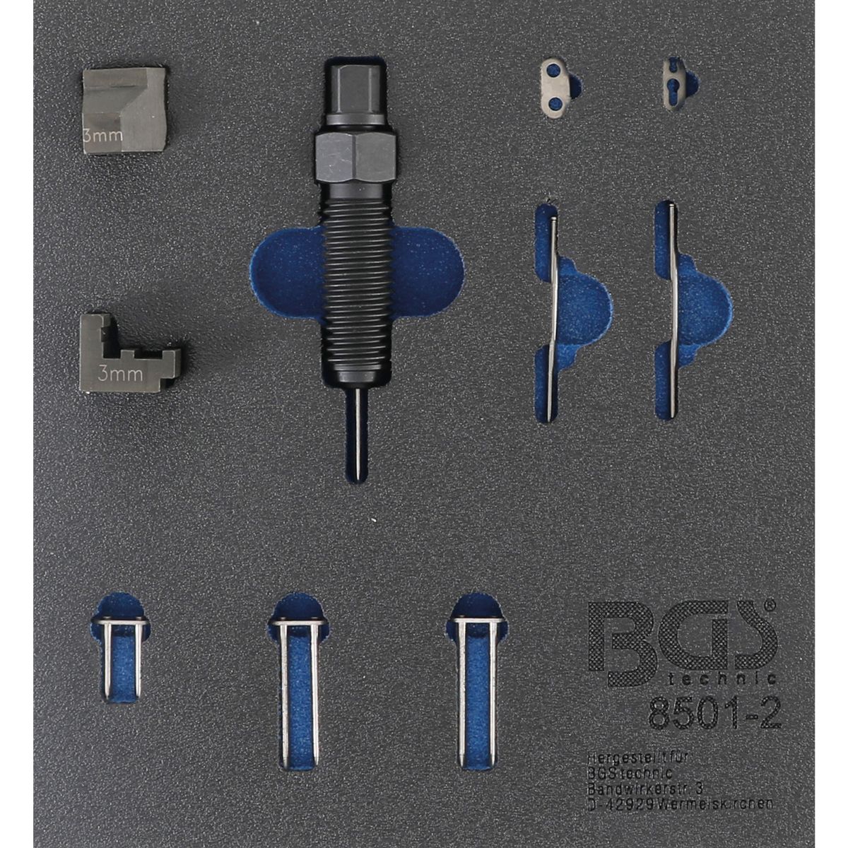 Bandeja para carro 1/6: Juego complementario para remachador de cadenas de distribución (BGS 8501) | adecuado para pasadores de cadena de 3 mm