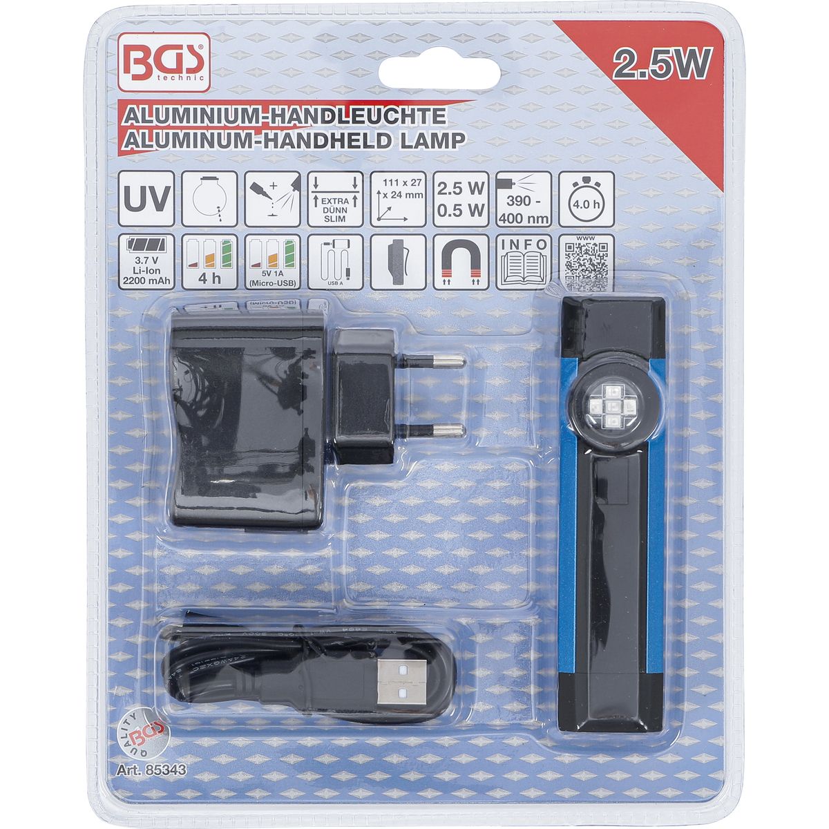 Lampe UV baladeuse en aluminium | 2,5 W