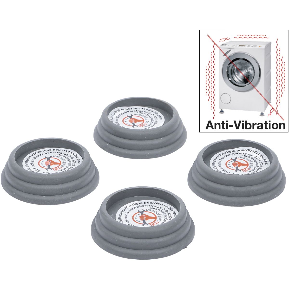 Jeu de patins amortisseurs de vibrations | 65 x 20 mm | 4 pièces