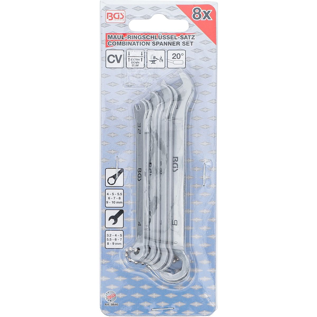 Combination Spanner Set | Stubby Type | 4 - 10 mm | 8 pcs.