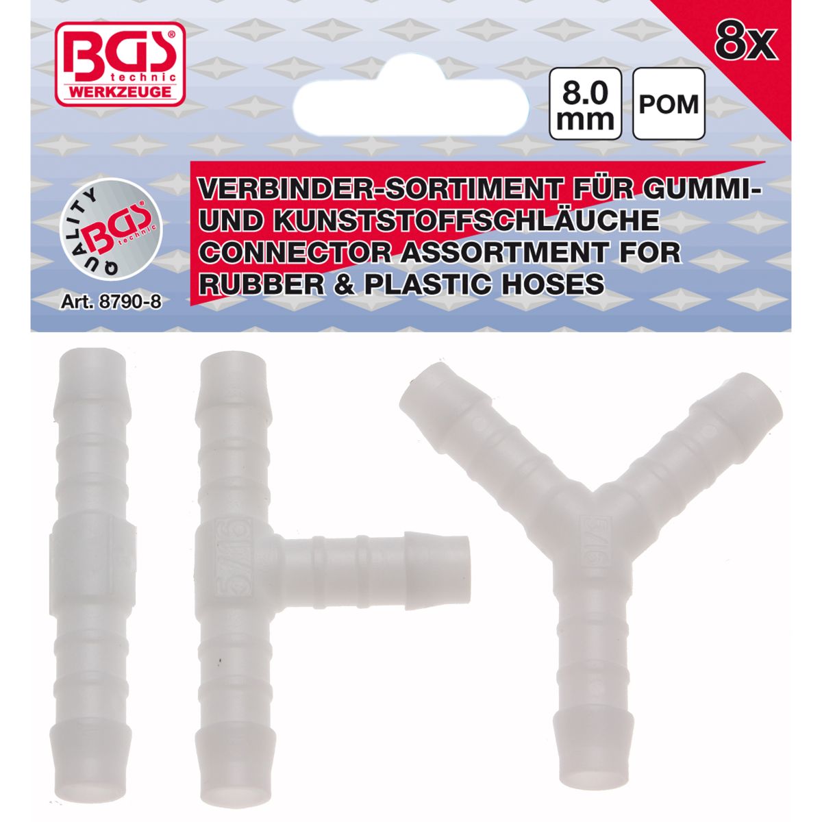 Hose Connector Assortment | Fuel Resistant | 8 mm | 8 pcs.