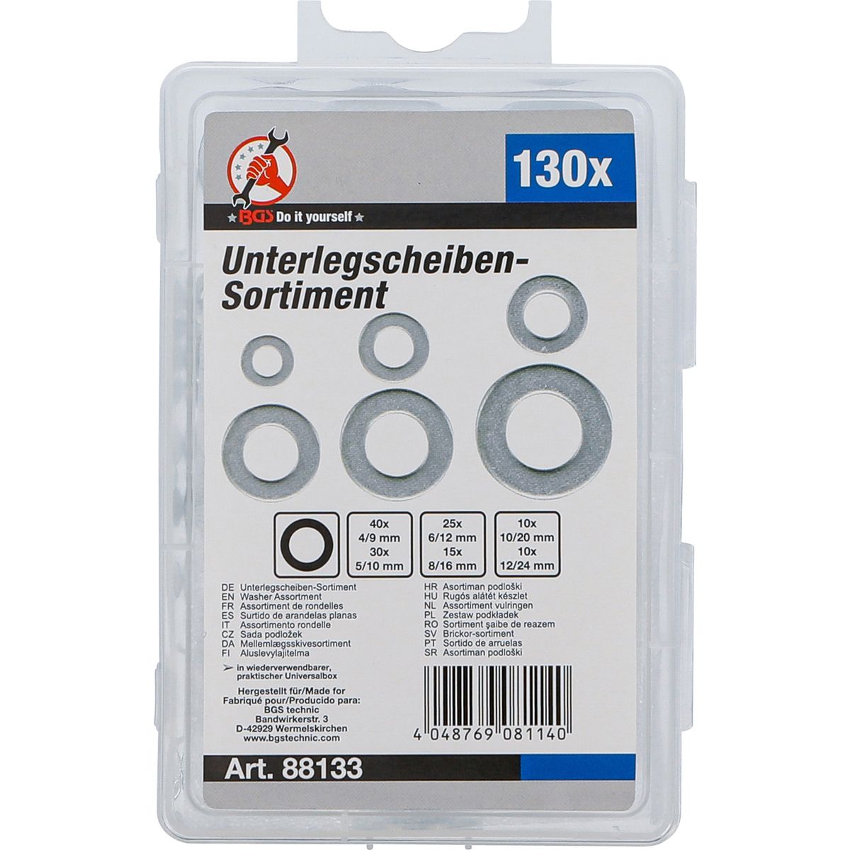 Washer Assortment | Ø 4 - 12 mm (internal diameter) | 130 pcs.