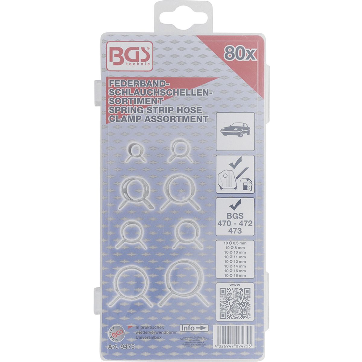 Spring Strip Hose Clamp Assortment | 80 pcs.