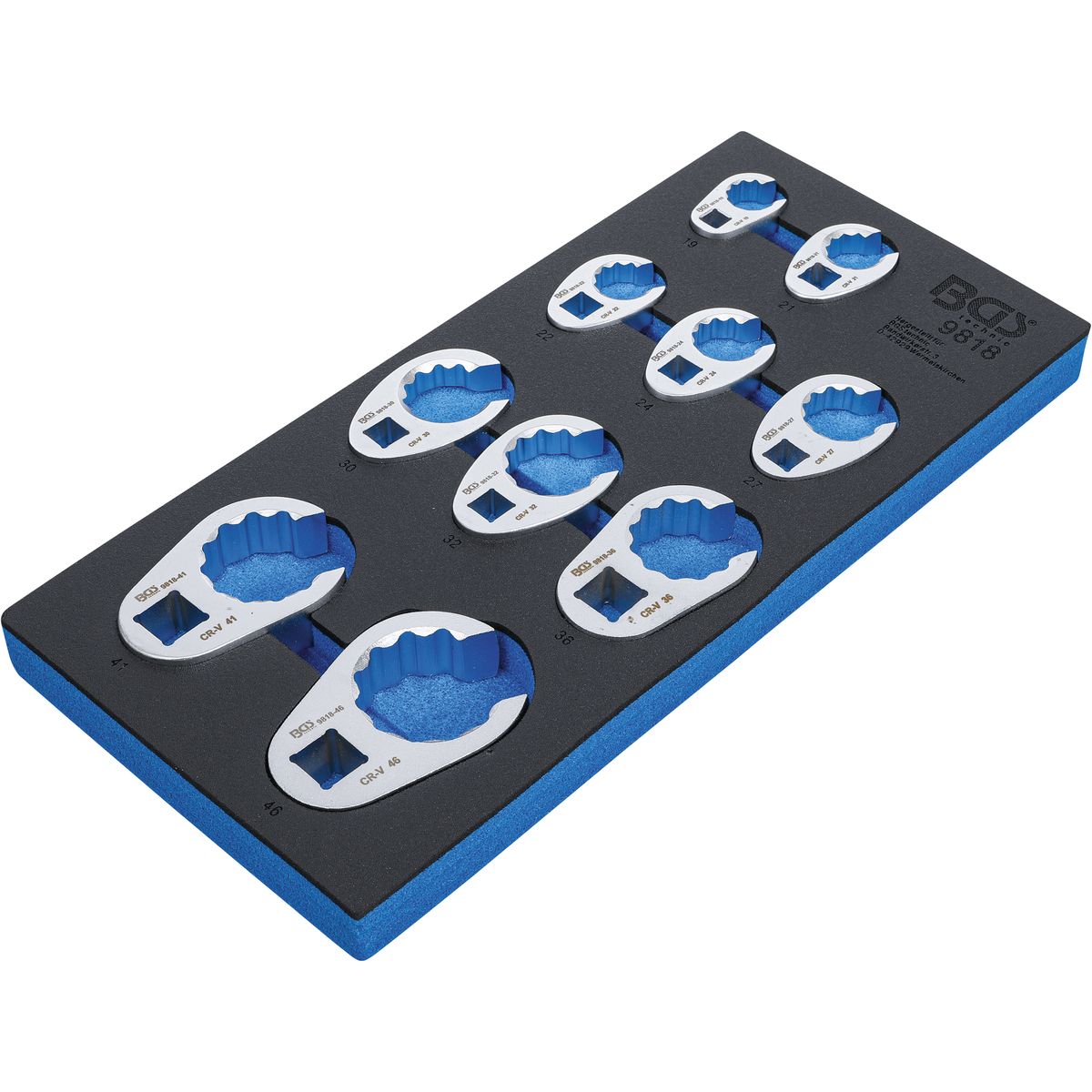 Tool Tray 1/3: Crowfoot Spanner Set | 10 mm (3/8") / 12.5 mm (1/2") / 20 mm (3/4") | 10 pcs.