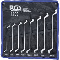 Double Ring Spanner Set | offset | 6 x 7 - 20 x 22 mm | 8 pcs.