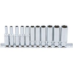 Socket Set, Hexagon, deep | 6.3 mm (1/4") Drive | 4 - 13 mm | 11 pcs.